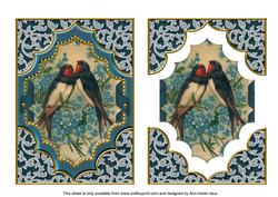 Birds Ornate Diamond 7x5in Easy Decoupage Step by Step