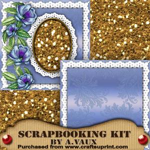 Blue Floral Frame Scarpbooking Quick Page Kit