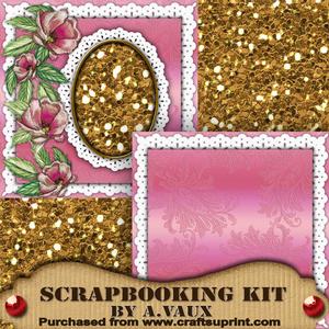 Pink Floral Watercolour Frame Scarpbooking Quick Page Kit