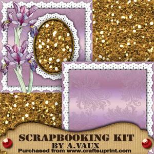Lilac Iris Watercolour Frame Scarpbooking Quick Page Kit