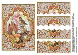 Feeding Birds Ornate Diamond 7x5in Wavy Top Bottom Stacker