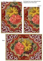 Mixed Flowers Fancy Diamond 7x5in One Corner Stacker