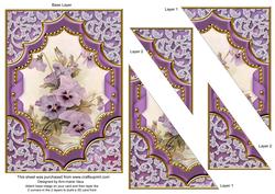 Purple Pansies Ornate Diamond 7x5in Triangle Corner Stacker