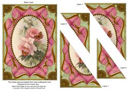 Pink Rose Butterfly Bracket 7x5in Triangle Corner Stacker