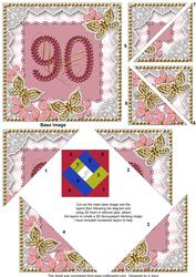 Pink Butterfly 90th Birthday 5in Triangle Spiral Stacker