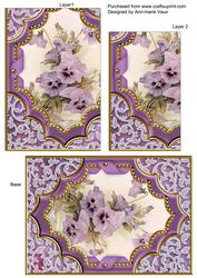 Purple Pansies Ornate Diamond 7x5in One Corner Stacker