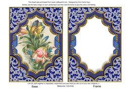 Blue Tulips Ornate Diamond 7x5 Picture and Frame Card Front