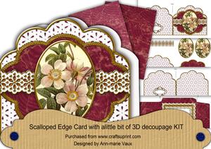Christmas Roses Em. Anglaise Scallop 3D Decoupage Card Kit