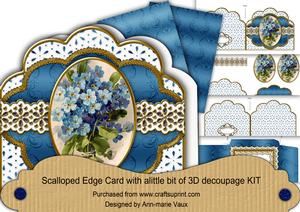 Forget Me Knots Em. Anglaise Scallop 3D Decoupage Card Kit