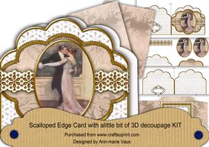 Dancing Couple Em Anglaise Scalloped 3D Decoupage Card Kit