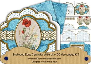Wild Poppies Anglaise Scalloped 3D Decoupage Card Kit