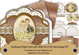 Vintage Couple Em Anglaise Scalloped 3D Decoupage Card Kit