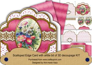 Wildflowers Em Anglaise Scalloped 3D Decoupage Card Kit