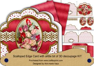 Sweet Peas Em Anglaise Scalloped 3D Decoupage Card Kit