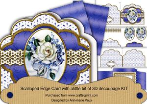 Wedding Roses Em Anglaise Scalloped 3D Decoupage Card Kit