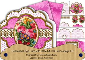 Mixed Florals Em Anglaise Scalloped 3D Decoupage Card Kit