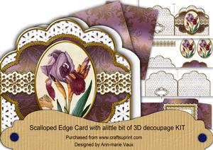 Iris Butterfly Em Anglaise Scalloped 3D Decoupage Card Kit