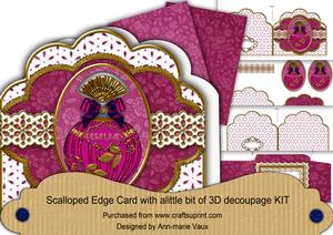 Pink Sapphire Perfume Anglaise Scallop 3D Decoupage Card Kit