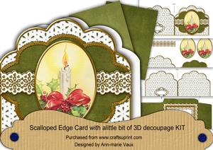 Christmas Candle Anglaise Scallop 3D Decoupage Card Kit
