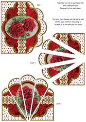 Christmas Red Roses Embroidery Anglaise Scallop Deco Stacker