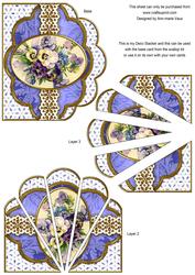 Blue Pansies Embroidery Anglaise Scallop Deco Stacker