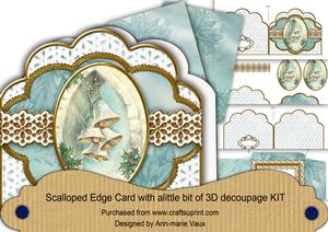 Christmas Snow Bells Anglaise Scallop 3D Decoupage Card Kit