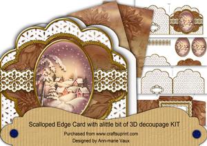Snowy Village Anglaise Scallop 3D Decoupage Card Kit