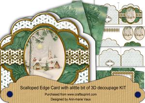 Winter Pub Anglaise Scalloped 3D Decoupage Card Kit