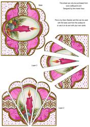 Christmas Pink Candle Anglaise Scallop Deco Stacker