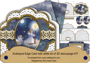 Candle Angel Anglaise Scalloped 3D Decoupage Card Kit