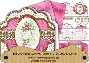 Wedding Bell Anglaise Scalloped 3D Decoupage Card Kit