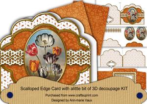 Colourful Tulips Em Anglaise Scalloped 3D Decoupage Card Kit