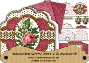 Rose Lily Anglaise Scalloped 3D Decoupage Card Kit