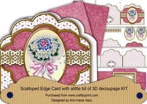 Bouquet Em Anglaise Scalloped 3D Decoupage Card Kit