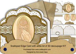 Preying Window Em Anglaise Scalloped 3D Decoupage Card Kit