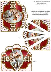 Red Robin Embroidery Anglaise Scallop Deco Stacker