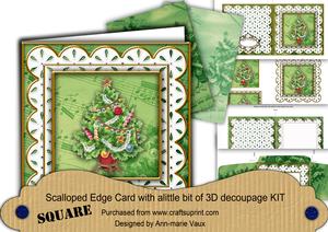 Christmas Tree Em Anglaise Scallop Square 3D Card Kit