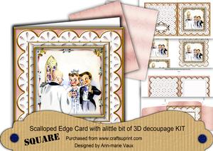 Wedding Ceremony Em Anglaise Scallop Square 3D Card Kit