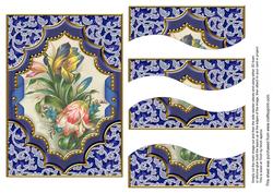 Blue Tulips Ornate 7x5in Swirvey Top and Bottom Stacker