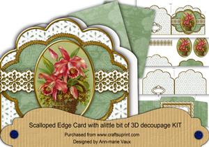 Orchid Basket Em Anglaise Scalloped 3D Decoupage Card Kit