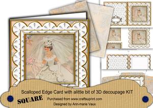 Blushing Bride Em Anglaise Scallop Square 3D Card Kit