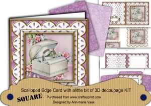 Ring Box Em Anglaise Scallop Square 3D Card Kit