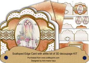 Church Window Em Anglaise Scalloped 3D Decoupage Card Kit