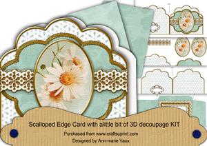 Daisies 1 Em Anglaise Scalloped 3D Decoupage Card Kit
