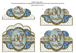 Blue Butterfly 30th Birthday Anglaise Scallop Bottom Stacker