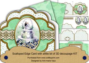 Mint Wedding Cake Anglaise Scalloped 3D Decoupage Card Kit