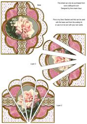 Single Pink Rose Embroidery Anglaise Scallop Deco Stacker