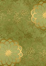 Oriental Gold Green Peony A4 Backing Paper