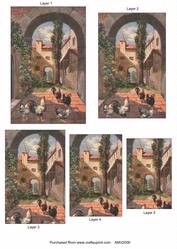 Old Spanish Courtyard Pyramid Toppers