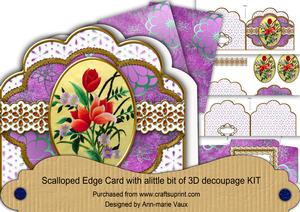Oriental Bouquet Anglaise Scalloped 3D Decoupage Card Kit
